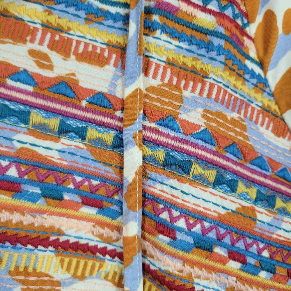 NWT SAVANNA JANE 17928 Animal Print Southwestern Embroidered Boho Top SIZE SMALL - Picture 5 of 8